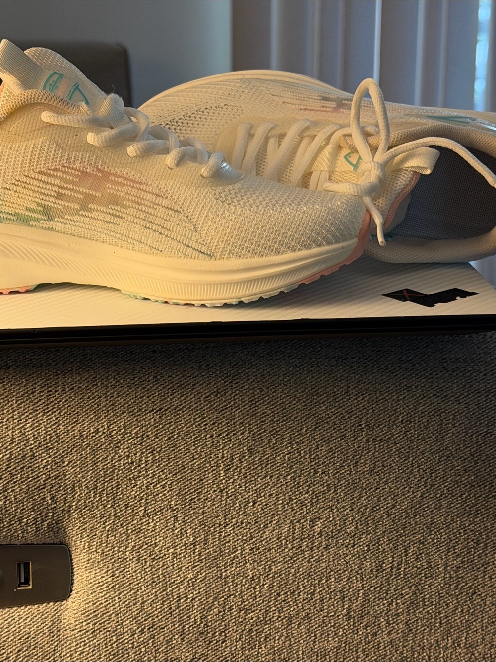White Knit Athletic Sneakers with Pastel Accents